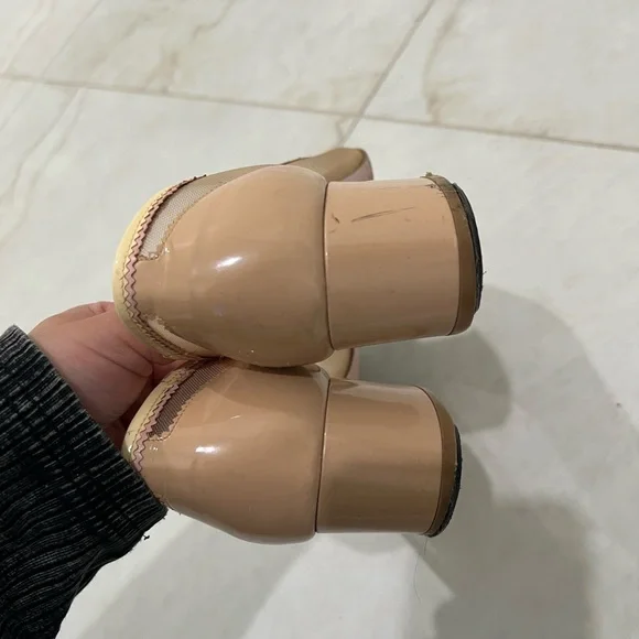 Salvatore Ferragamo Nude Patent Leather and Mesh Vera Bow Block Heels Size 10 US - Picture 4 of 10